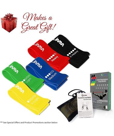 Limm Resistance Loop Exercise Bands - Set of 5 with Instruction Guide & Carry Bag - Latex Stretch Bands for Home Workout & Physical Therapy - Multicolor Set for Women and Men - Buy Online on SooperMarket.com