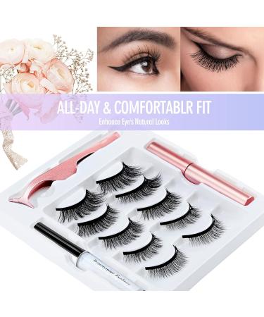 5 Pairs Magnetic Eyelashes & Eyeliner Kit | Upgraded 3D Reusable Lashes | Natural Look | Waterproof Liquid Eyeliner & Applicator - Buy Online on SooperMarket.com