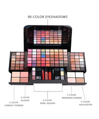 Buy Multifunction Makeup Set - 90 Color Palette with Mirror Eyeshadows Powder & Lip Colors for Women - Perfect Full Kit - Buy Online on SooperMarket.com
