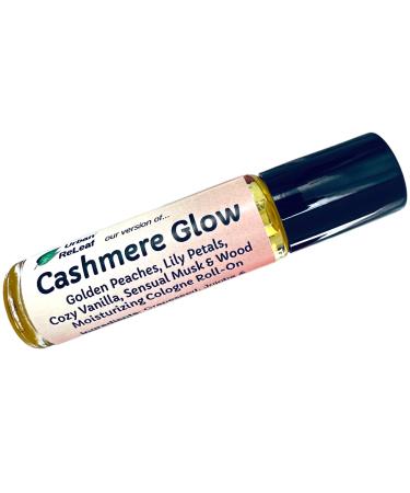 Urban ReLeaf Cashmere Glow Cologne Oil Roll-On. A Romantic Blend of Golden Peaches Lily Petals Cozy Vanilla Sensual Musk & Wood. Long Lasting Fragrance Oil Moisturizing Jojoba Alcohol-Free Scent. Made in USA. Fits in pocket. TSA approved size.