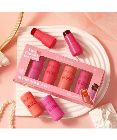 4 Colors Cooling Water Jelly Tint/Blush | Multi-Use Cheek & Lip Gloss | Long-Lasting Vivid Color - Chill (Poppy Pink Coral Berry Red - Buy Online on SooperMarket.com