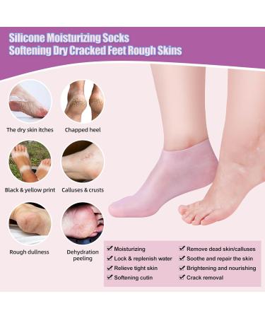 Soft Gel Foot Peel Mask & Moisturizing Silicone Socks for Dry Cracked Feet - Hydrating Foot Care Gift for Women - Buy Online on SooperMarket.com