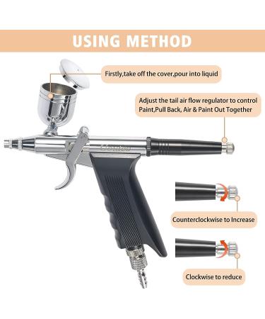 Uouteo 166TH Airbrush Trigger Gun with 0.3mm Needles, 7CC & 10CC Cup for Painting - Airbrush Kit - Buy Online on SooperMarket.com