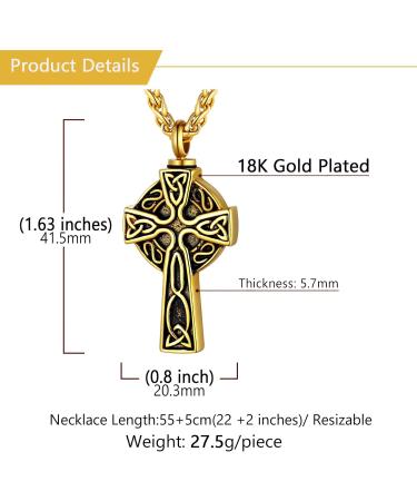 U7 Women's Cremation Urn Necklace | Celtic Knot Dog Feet Wings & Crucifix Designs | Stainless Steel Pendant Jewelry for Men | Unique Memorial Gifts - Buy Online on SooperMarket.com