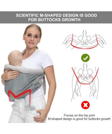 CUBY Portable Breathable Baby Sling Baby Essentials for Newborn Quick Dry Air 3D Mesh Fabric Wrap Baby Carrier Adjustable Sling Easy Toddler Carrier for Newborn up to 0-24 Months 45 lbs Mesh Grey - Buy Online on SooperMarket.com