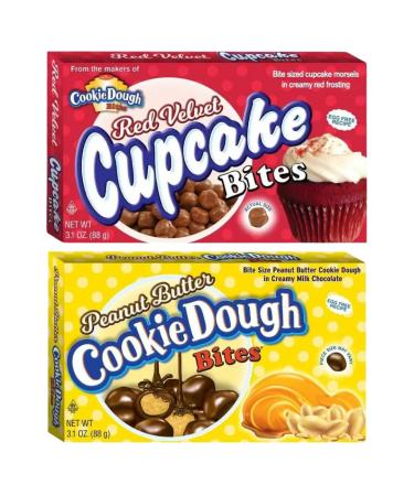 Dough Bites Bundle With Cookie Dough Bites Red Velvet Cupcake Bites 88g and Dough Bites Peanut Butter 88g (2 Pack)