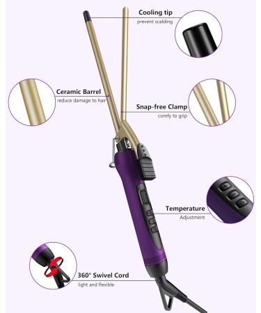 SHOW Thin Professional Curling Tongs for Short Hair - 18 Heat Settings - Purple - Buy Online on SooperMarket.com