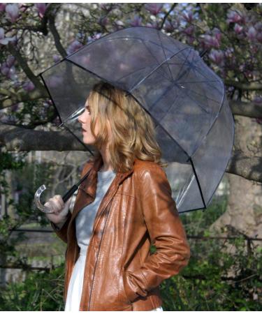 SMATI Stick Automatic Clear Dome Umbrella - Transparent Birdcage Bubble Design for Adults - Buy Online on SooperMarket.com