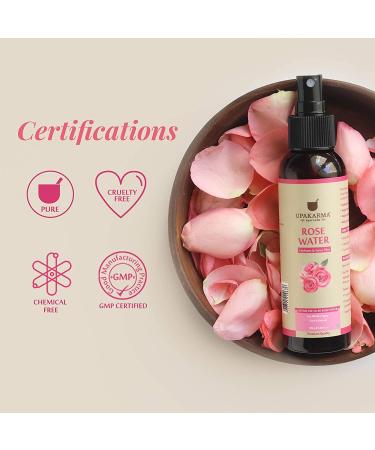 UPAKARMA Ayurveda Pure Natural Rose Water Spray for Face - 4.05 fl. Oz | Best Gulab Jal for Hydration & Skincare - Buy Online on SooperMarket.com