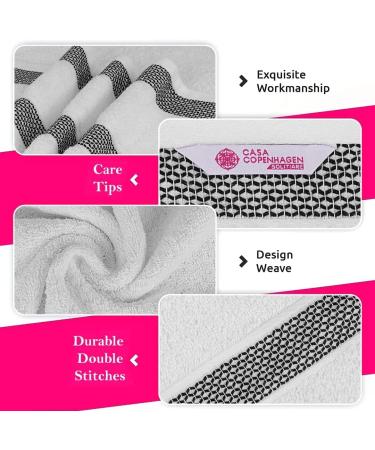 CASA COPENHAGEN Solitaire 600 GSM 6-Piece Towel Set - Black + White | Super Soft Egyptian Cotton Towels for Bathroom, Kitchen & Shower - Buy Online on SooperMarket.com