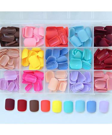 LuckForever 360pc Kids Press On Nails - Matte Short Square Fake Acrylic Fingernails for Girls & Women - Full Cover French Colored Manicure Decor - Buy Online on SooperMarket.com