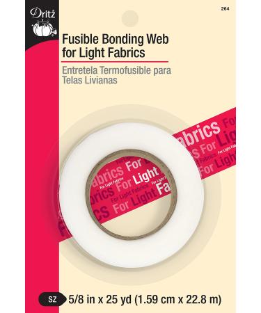 Dritz Fusible Light Fabrics Bonding Web  5/8-Inch x 25-Yards  White White 5/8-Inch x 25-Yards Light Weight