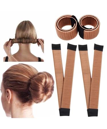 Glamza Women's Magic Hair Bun Snap Styling Donut Former French Twist Band Maker (Light Brown)