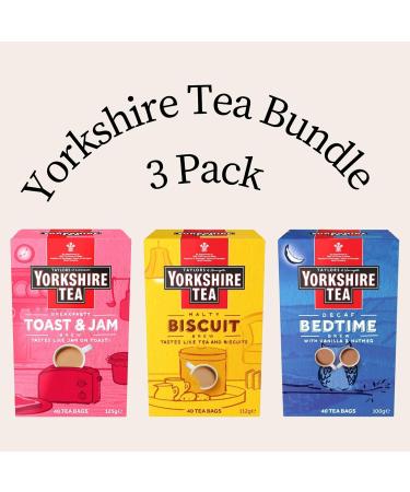 Yorkshire Tea Bags Specialty Brew Bundle Containing Biscuit Brew Toast and Jam Decaf Bedtime - 120 tea bags total - Buy Online on SooperMarket.com