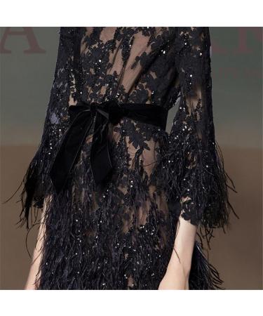 FQTANJU 2 Yards Black Ostrich Feather Fringe Trim Ribbon for Sewing, Crafts, and Clothing DIY - Buy Online on SooperMarket.com