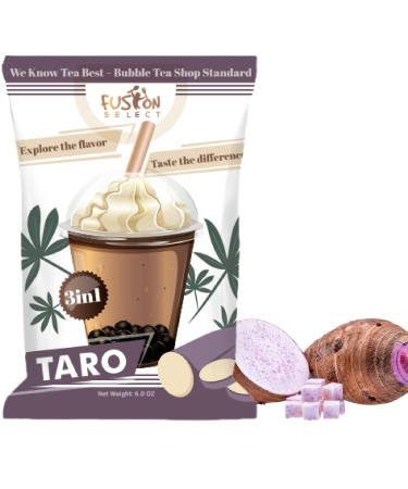 Fusion Select Bubble Tea Mix - Flavored 3-in-1 Drink Powder with Cream & Sugar - Instant Pre-Mixed Beverage for Hot or Cold Blends & Yummy Frappes - 6 oz. Pack, Made in Taiwan (Taro)