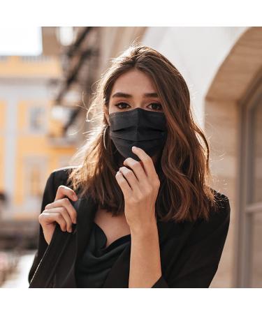Assacalynn Disposable Face Masks 4 Layers - 2022 Upgrade, 50PCS Black Mask with White Inside - Breathable, Comfortable Flat Elastic Ear Bands - Pack of 50 - Buy Online on SooperMarket.com