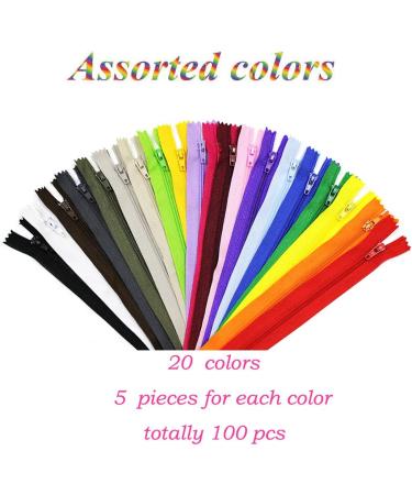 100-Piece 12-inch Nylon Coil Zippers Set - Colorful Sewing Supplies for Tailors and Crafts (20 Assorted Colors) - Buy Online on SooperMarket.com