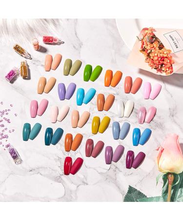 MEET ACROSS Gel Nail Polish Kit - 25 Pcs Popular Colors Set with Base, Top Coat & Nail Lamp - Salon Quality Manicure Set 25+3-P001 - Buy Online on SooperMarket.com