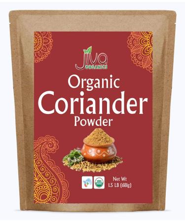Jiva Organics Organic Ground Coriander Powder 1.5 Pound Bulk Bag (24oz) - Non-GMO, Pure - Dhania, Coriander Seeds Ground
