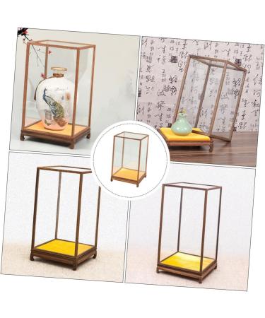 ORFOFE Box Wood Carving Glass Cover clear display stand buddha display stand Display Accessory toy shelf 17x12cm Assorted Color - Buy Online on SooperMarket.com