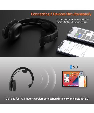 LEVN Bluetooth Headset with AI Noise Cancelling & Mute Button | 60 Hrs Working Time | Trucker Wireless Headphones | Ideal for Home Office & Remote Work - Buy Online on SooperMarket.com
