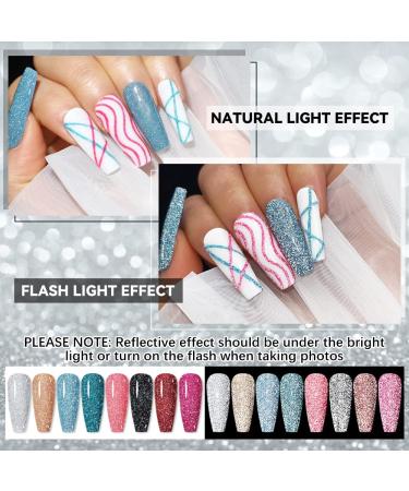 Supwee Reflecting Gel Liner Nail Art Set - 8 Colors Disco Glitter UV Gel Polish for DIY Nail Designs - Buy Online on SooperMarket.com