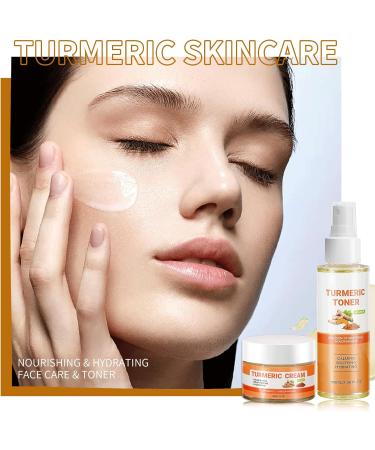 Turmeric Skincare Set Toner for Face Turmeric Face Cream Moisturiser Nourishing Soothe & Rehydrate Toner Astringent Toner Spray Moisturiser Repairing Face Skin Care 100ml+50g - Buy Online on SooperMarket.com