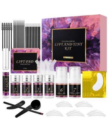 4 in 1 Lash & Brow Lift and Black Color Kit Ofanyia Lash Lift Kit & Brow Lamination Kit Black Eyelash & Eyebrow Color Set Last for 6-8 Weeks Safe & Easy to Use at Home Salon All Tools Included