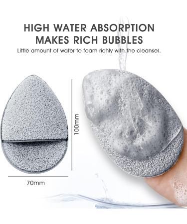 LYFONDYI Facial Cleaning Sponge Set - 2 Reusable Bath Sponges for Daily Exfoliating & Makeup Removal | Grey & Yellow | Finger Glove Included - Buy Online on SooperMarket.com