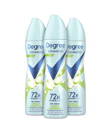 Degree Antiperspirant Spray Deodorant for Women Apple & Gardenia 72-Hour Protection 3.8 Ounce (Pack of 3) Apple and Gardenia 3.8 Ounce (Pack of 3)