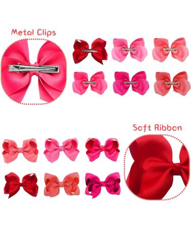 6Pcs Ribbon Hair Bow Clips Barrettes - 3 inch Ponytail Holder Bow with Duckbill Clip for Girls & Women (6 colors) - Buy Online on SooperMarket.com