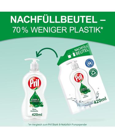Pril Fragrance-Free Dishwashing Detergent 420 ml - Sensitive High Fat Cleaning Power Blue Angel Certified Refillable Pump - Buy Online on SooperMarket.com