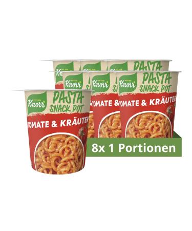 Knorr Pasta Snack Pot Tomato & Herbs delicious instant noodles ready in just 5 minutes 8 x 69 g Tomato 69 g (pack of 8)