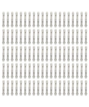 100 Pack 6 CM 2.36 Inch Blank Silver Square Rectangle Metal French Barrette Plain Hair Clips DIY Crafting Clips for Bows Ponytail Holder Hair Accessories for Women Girls