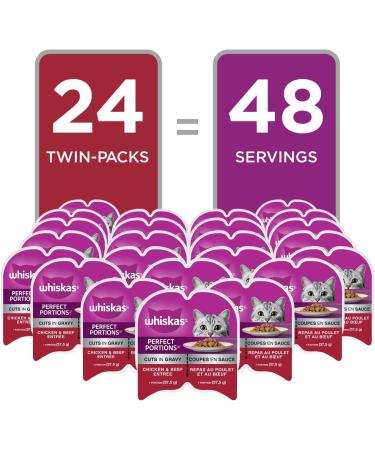 WHISKAS Perfect Portions Wet Cat Food Cuts in Gravy - Chicken & Beef Entr e 75g (24 Pack) Cuts in Gravy Chicken & Beef Entr e 75 g (Pack of 24) - Buy Online on SooperMarket.com