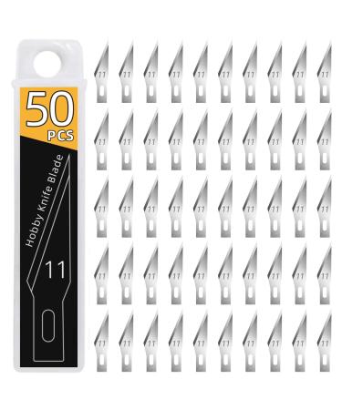 DIYSELF 50 PCS Exacto Knife Blades, High Carbon Steel #11 Blades Refill Art Blades with Storage Case for Craft, Hobby, Scrapbooking, Stencil