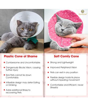 SunGrow Soft Cat Recovery Cone Collar for Easy Nail Cutting - Pink Polka (S 7.5-9 Neck) - Buy Online on SooperMarket.com