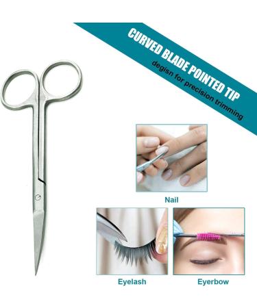Krisp Beauty Stainless Steel Scissors Set - 2 PCS Nail & Cuticle / Manicure Scissors Kit - Straight & Curved Blades for Beard Mustache Nose Hair Ear Hair Eyebrow & Eyelash Cutting - Buy Online on SooperMarket.com