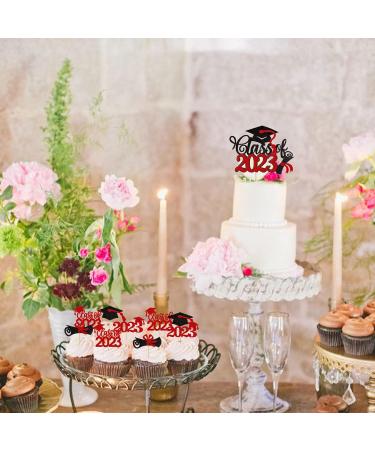 Rsstarxi 25 Pack 2023 Graduation Theme Cake Topper Class of 2023 Cupcake Toppers Glitter Class of 2023 Grad Cap Diploma Cupcake Picks 2023 Graduation Party Cake Decorations Supplies Red Design 6 Red - Buy Online on SooperMarket.com