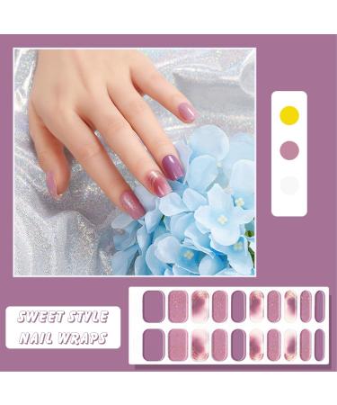 Semi Cured Gel Nails Strips 20PCS Burple Glitter Self Adhesive Gel Nail Stickers Soft Full Nail Wraps Waterproof Gel Nail Strips Decal with Nail File & Stick UV/LED Lamp Required - Buy Online on SooperMarket.com