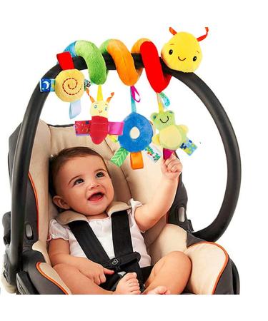 Fpvera stroller toys for babies activity spiral toys hanging plays baby shell baby seat toys baby spiral plush toy for toddlers young girls from 0 3 6 9 12 months rainbow