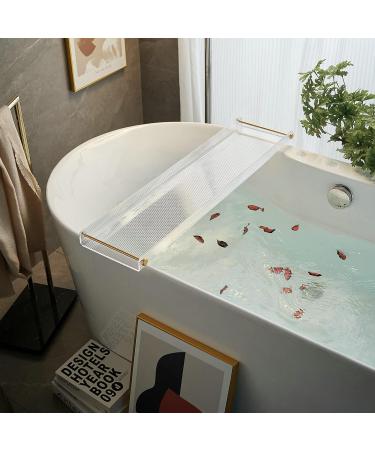 Acrylic Bathtub Tray Caddy with Non-Slip Surface and Gold Handles - Buy Online on SooperMarket.com