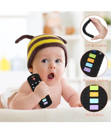 Eoopoon Silicone TV Remote Control Baby Teething Toy | BPA Free Teether for Babies 3-18 Months | Soft Chew Toy for Boys and Girls - Black - Buy Online on SooperMarket.com