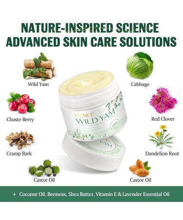 2-Pack Organic Wild Yam Cream | Natural Skincare for Menstrual & Menopause Relief | Nourishing Vitamins | 6.34 Oz - Buy Online on SooperMarket.com