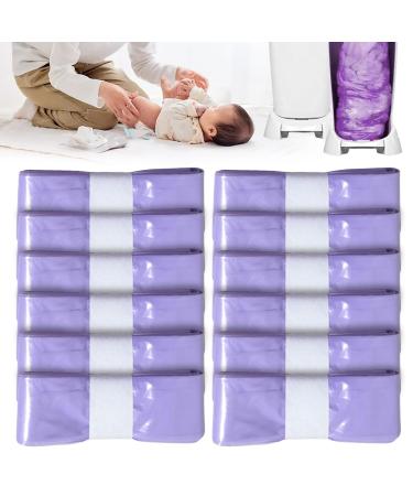 Refilling foil for diaper pail 12 pieces of diaper relief cassettes 4.5m diaper pail filler diaper pail filler foil smell-tight diapered sack compatible genius munchkin angelcare (violet) purple-12 12 pieces (1 Pack)