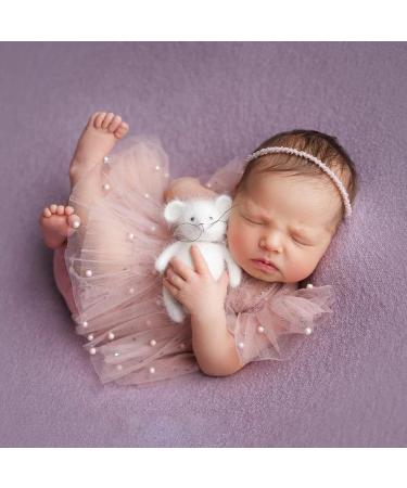 Pink Lace Newborn Photography Outfits Girl Newborn Photography Props Pearl Lace Rompers Newborn Girl Lace Romper Photoshoot Outfits Baby Photo Props (Short Sleeve, Pink, 0-2Months) 03 Pink, Short Sleeve(0-2 months)