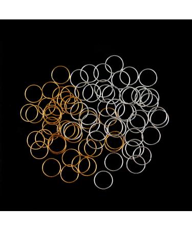 100 Pcs Hair Rings Braid Rings Hair Loop Clips for Women Hair Clips Accessories ( Gold and Silver ) Circular Glod Silver