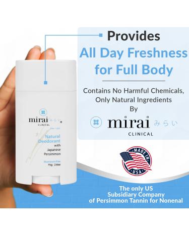 Mirai Clinical - All Natural Deodorant for Women and Men - w/Japanese Persimmon Extract - Full-Body Use - Aluminum Fragrance Paraben Free - Vegan - Helps to Eliminate Nonenal Odor - Unscented - 75g - Buy Online on SooperMarket.com
