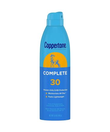 Coppertone Complete SPF 30 Sunscreen Spray 5.5 Oz Pack of 3 | Lightweight & Moisturizing | Water Resistant SPF 30 - Buy Online on SooperMarket.com